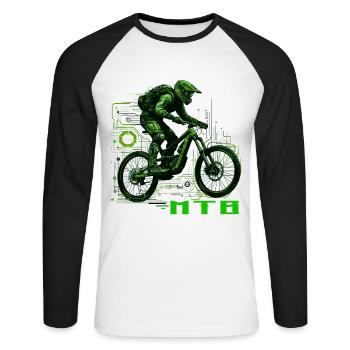Vélo VTT - T-shirt baseball manches longues Homme - blanc/noir - Devant - Nik (191cm)