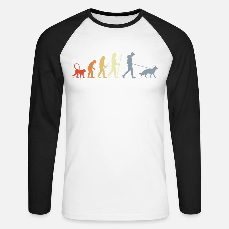 German Shepherd Owner Evolution - Unisex Long Sleeve Baseball T-Shirt - white/black
