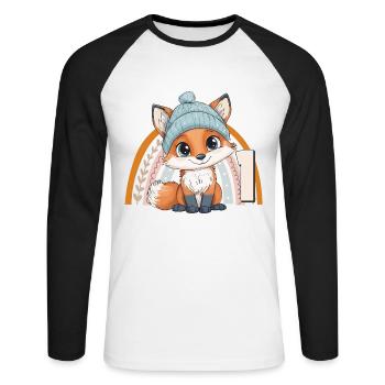 1. Geburtstag Fuchs Regenbogen Süß Niedlich - Unisex Baseballshirt langarm - Weiß/Schwarz - Vorne - Nik (191cm)