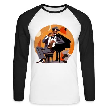 Meister des Klaviers - Unisex Baseballshirt langarm - Weiß/Schwarz - Vorne - Nik (191cm)
