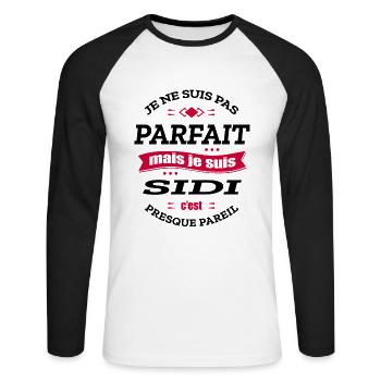 SIDI PARFAIT - PRENOM SIDI - T-shirt baseball manches longues Homme - blanc/noir - Devant - Nik (191cm)