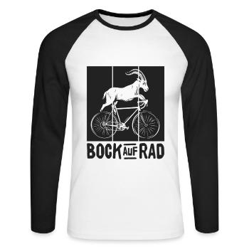 BOCK AUF RAD RADFAHRER RADSPORT RENNRAD FAHRRAD - Unisex Baseballshirt langarm - Weiß/Schwarz - Vorne - Nik (191cm)