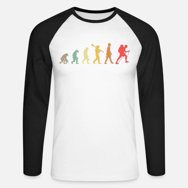 Evolution Hiking Wander - Unisex Long Sleeve Baseball T-Shirt - white/black
