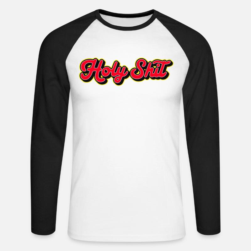 Heilige Scheiße, 3D Red Script - Unisex Baseballshirt langarm - Weiß/Schwarz