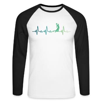 Basketball-Heartbeat-Basketballspieler - Unisex Baseballshirt langarm - Weiß/Schwarz - Vorne - Nik (191cm)