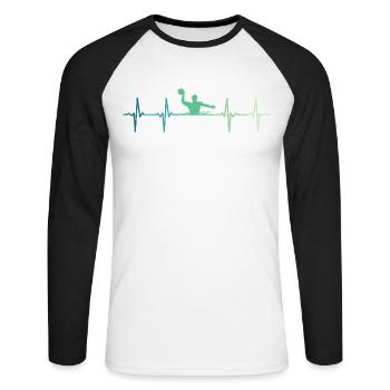 Wasserball Herzschlag Wasserball - Unisex Baseballshirt langarm - Weiß/Schwarz - Vorne - Nik (191cm)