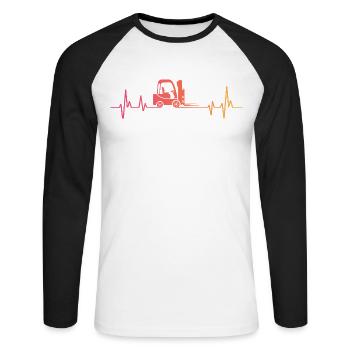 Chariot élévateur Sunset battement de coeur  - T-shirt baseball manches longues Homme - blanc/noir - Devant - Nik (191cm)