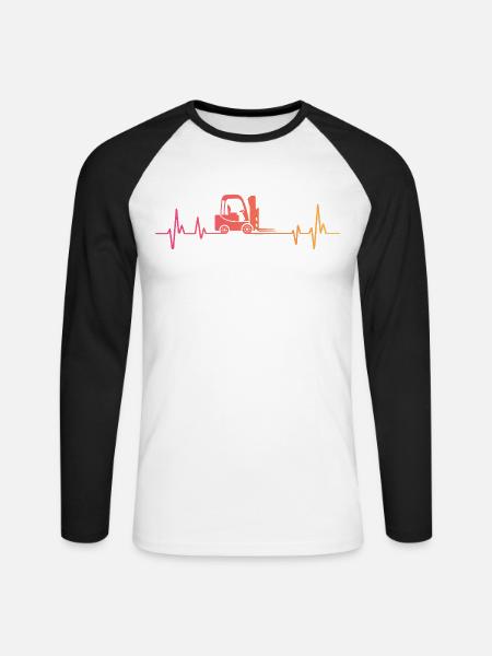 Sunset Heartbeat Forklift - Unisex Long Sleeve Baseball T-Shirt - white/black