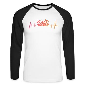 bricoleur sunset battement de coeur bricolage - T-shirt baseball manches longues Homme - blanc/noir - Devant - Nik (191cm)
