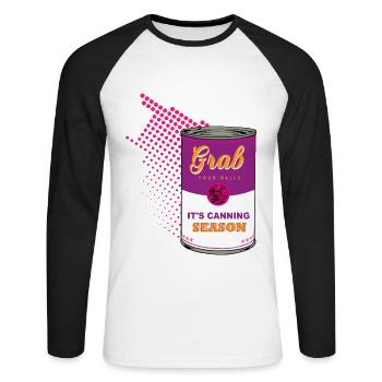 Ergreifen Sie Ihre Bälle Es ist einmachender Jahreszeithemdlandwirt - Unisex Baseballshirt langarm - Weiß/Schwarz - Vorne - Nik (191cm)