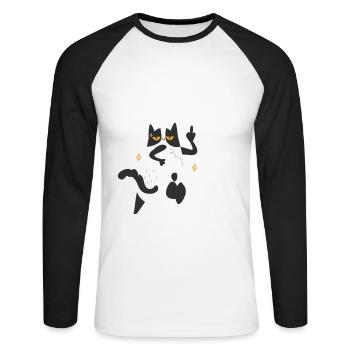 Fluff Sie das Welt Shirt - Funny Cat Kitten - Unisex Baseballshirt langarm - Weiß/Schwarz - Vorne - Nik (191cm)