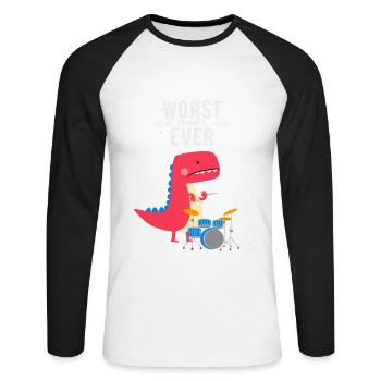 Schlimmster Schlagzeuger aller Zeiten - für Kinder - Unisex Baseballshirt langarm - Weiß/Schwarz - Vorne - Nik (191cm)
