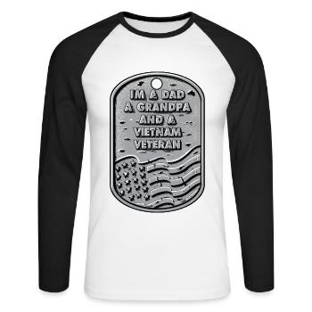 Ich bin ein Vater, ein Großvater und ein Vietnam-Veteranenhemd - Unisex Baseballshirt langarm - Weiß/Schwarz - Vorne - Nik (191cm)