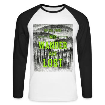 Nicht alle, die wandern, sind verlorenes wanderndes Hemd - Unisex Baseballshirt langarm - Weiß/Schwarz - Vorne - Nik (191cm)