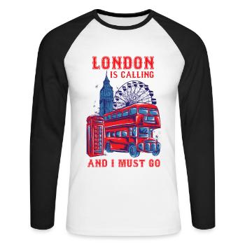 London calling shirt travel vintage England - Unisex Long Sleeve Baseball T-Shirt - white/black - Front - Nik (191cm)