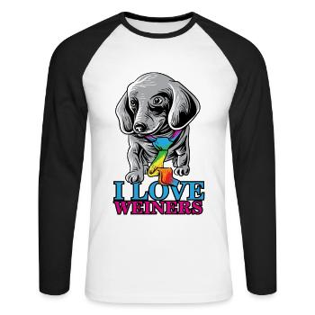 Ich liebe weinigs Stolz LGBTQ März Homosexuell LGBTQ Shirt - Unisex Baseballshirt langarm - Weiß/Schwarz - Vorne - Nik (191cm)
