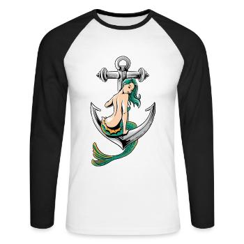 Sirem école ancre marin fille pirate t shirt - T-shirt baseball manches longues Homme - blanc/noir - Devant - Nik (191cm)