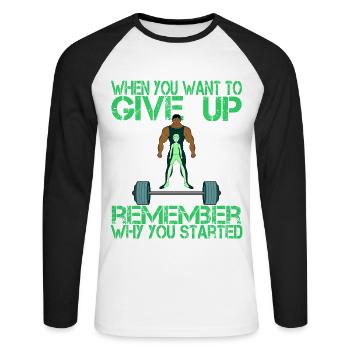 Funny Fitness Weight Training Bodybuilding Gift - Unisex Long Sleeve Baseball T-Shirt - white/black - Front - Nik (191cm)