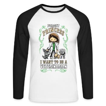 forget princess i want to be a veterinarian shirt - Unisex Long Sleeve Baseball T-Shirt - white/black - Front - Nik (191cm)
