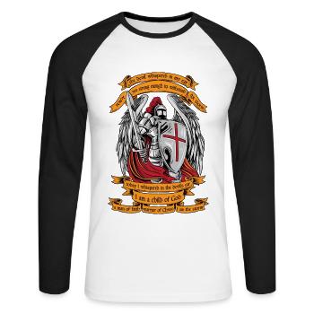 Chevalier templier je suis un enfant de dieu chemise halloween - T-shirt baseball manches longues Homme - blanc/noir - Devant - Nik (191cm)