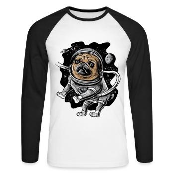 Astronaut Pug Astropug Pet for Space Pug Lover - Unisex Long Sleeve Baseball T-Shirt - white/black - Front - Nik (191cm)