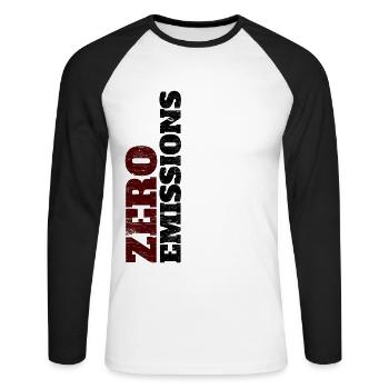 Zero emissions / electric driving / electric car - Unisex Long Sleeve Baseball T-Shirt - white/black - Front - Nik (191cm)