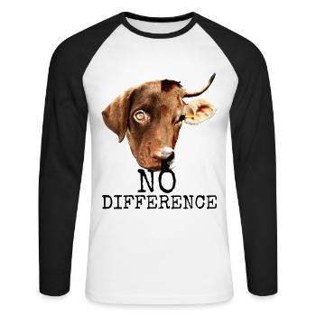 No Difference Pro Vegan Vegetarian Animal Welfare - Unisex Long Sleeve Baseball T-Shirt - white/black - Front - Nik (191cm)