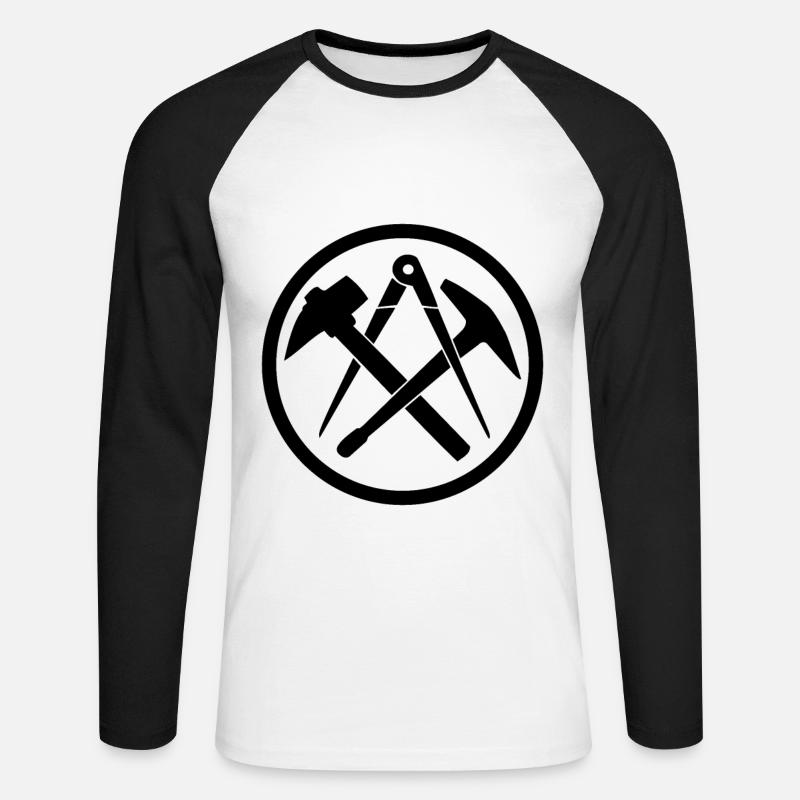 Dachdecker Handwerkszeichen Zunftzeichen - Unisex Baseballshirt langarm - Weiß/Schwarz