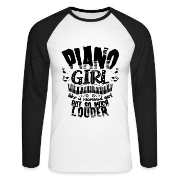 Piano Girl Cadeau Pour pianiste pia - T-shirt baseball manches longues Homme - blanc/noir - Devant - Nik (191cm)