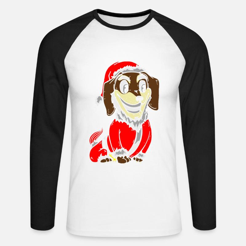 Dackel Weihnachtskostüm Welpengeschenk - Unisex Baseballshirt langarm - Weiß/Schwarz