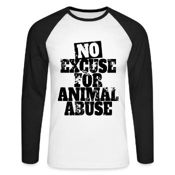 No Excuse For Animal Abuse Animal Welfare Animal Love - Unisex Long Sleeve Baseball T-Shirt - white/black - Front - Nik (191cm)