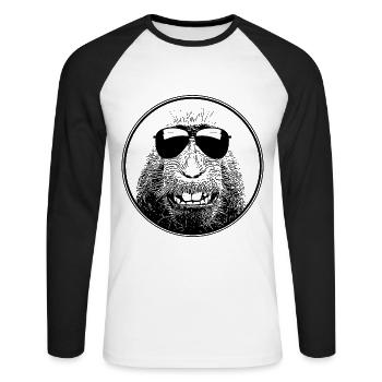 Monkey with sunglasses for summer sun cool monkeys - Unisex Long Sleeve Baseball T-Shirt - white/black - Front - Nik (191cm)