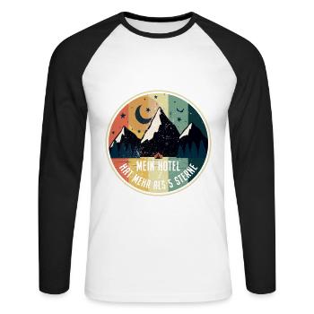 Mein Hotel Hat Mehr Als 5 Sterne Zelten Camping - Unisex Baseballshirt langarm - Weiß/Schwarz - Vorne - Nik (191cm)