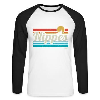 Nippes Veedel Cologne Quarter Retro Vintage Surfer - Unisex Long Sleeve Baseball T-Shirt - white/black - Front - Nik (191cm)