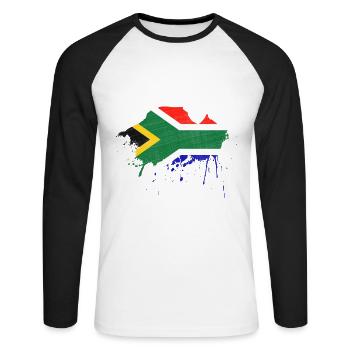 Cap Skyline Afrique du Sud drapeau drapeau Cape Town - T-shirt baseball manches longues Homme - blanc/noir - Devant - Nik (191cm)