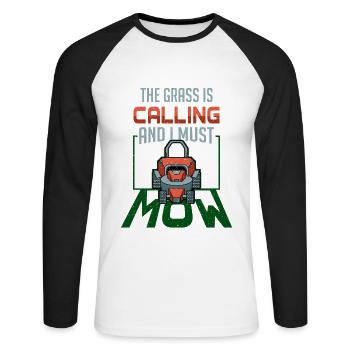 Lawn Mower Gardener Mowing Grass Gardening Gift - Unisex Long Sleeve Baseball T-Shirt - white/black - Front - Nik (191cm)