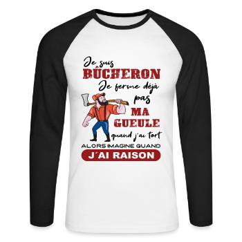 Je suis Bûcheron Forestier Homme solide Cadeau - T-shirt baseball manches longues Homme - blanc/noir - Devant - Nik (191cm)