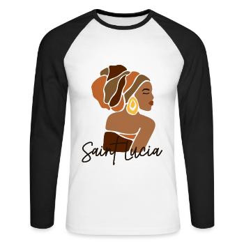 Saint Lucia Karibik Karibische Insel cool Souvenir - Unisex Baseballshirt langarm - Weiß/Schwarz - Vorne - Nik (191cm)