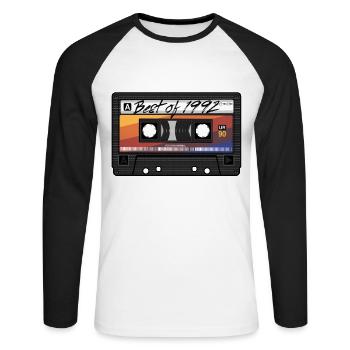 Best Of 1992 Mixtape Cassette 90s Party Mix - Unisex Long Sleeve Baseball T-Shirt - white/black - Front - Nik (191cm)