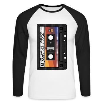 Best Of 1972 Mixtape Kassette 70er Jahre Party Mix - Unisex Baseballshirt langarm - Weiß/Schwarz - Vorne - Nik (191cm)