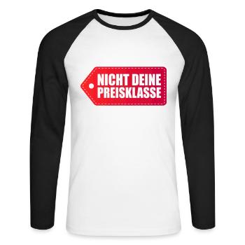 Nicht Deine Preisklasse Liga Sexy Preis Topmodel - Unisex Baseballshirt langarm - Weiß/Schwarz - Vorne - Nik (191cm)