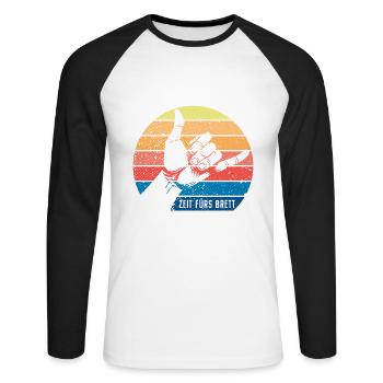 Surfer Zeit Fürs Brett Surfbrett Shaka Windsurfer - Unisex Baseballshirt langarm - Weiß/Schwarz - Vorne - Nik (191cm)