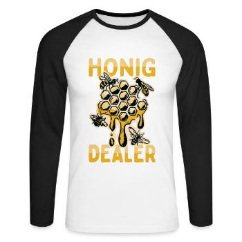 Honig Dealer Bienenzüchter Bienenflüsterer Bienen - Unisex Baseballshirt langarm - Weiß/Schwarz - Vorne - Nik (191cm)