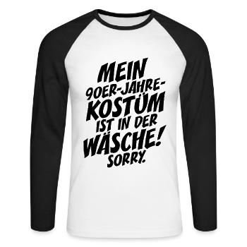 90er Jahre Kostüm Ist In Der Wäsche 90s Party 90er - Unisex Baseballshirt langarm - Weiß/Schwarz - Vorne - Nik (191cm)