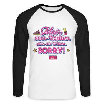 90er Jahre Kostüm Ist In Der Wäsche 90s Party 90er - Unisex Baseballshirt langarm - Weiß/Schwarz - Vorne - Nik (191cm)
