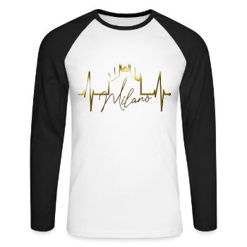 Mailand Skyline Italien Herzschlag Fan Love Milano - Unisex Baseballshirt langarm - Weiß/Schwarz - Vorne - Nik (191cm)