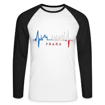Prague Skyline Heartbeat Czech Republic Heart Love Praha - Unisex Long Sleeve Baseball T-Shirt - white/black - Front - Nik (191cm)