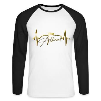 Athènes Skyline Heartbeat Grèce Acropole - T-shirt baseball manches longues Homme - blanc/noir - Devant - Nik (191cm)