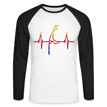 Sylt Skyline Battement de cœur de la mer du Nord Frise du Nord Sylter - T-shirt baseball manches longues Homme - blanc/noir - Devant - Nik (191cm)