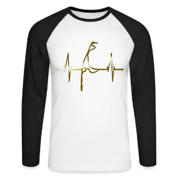 Sylt Skyline Battement de cœur de la mer du Nord Frise du Nord Sylter - T-shirt baseball manches longues Homme - blanc/noir - Devant - Nik (191cm)